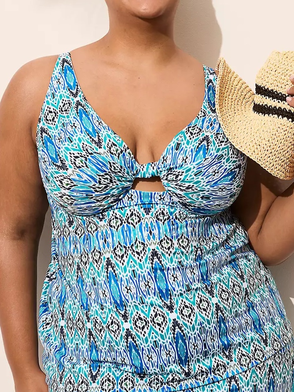 Lane Bryant Cacique Ikat Underwire Balconette Tankini Swim Top
